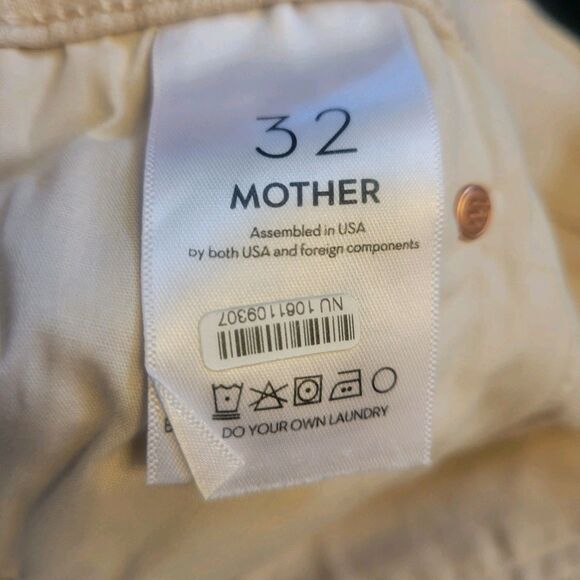 Mother The Mid Rise Smokin' Double Flood Size 32 Cream Cropped Designer Demin - Picture 10 of 15